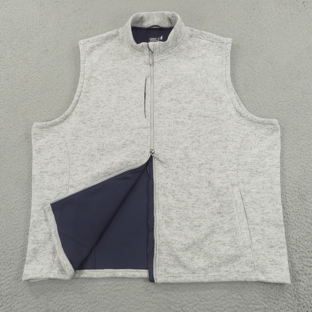 Johnnie O Mens XXL Heather Grey Prep-formance 2 Way Zip Fleece Knit Lined Vest
